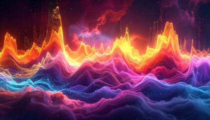 Obraz premium Abstract fiery peaks and clouds with blue and purple hues in cosmic setting abstract background abstract illustration background mountains otherworldly