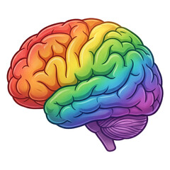 Fototapeta premium Illustration of a human brain with rainbow colors representing neurodiversity and mental health awareness