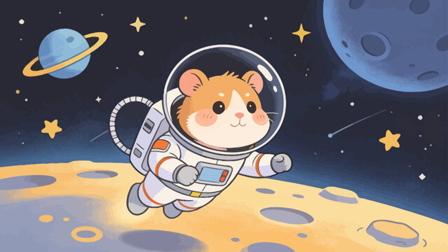 Cute hamster in space suit