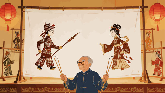 Traditional Chinese shadow puppet performance