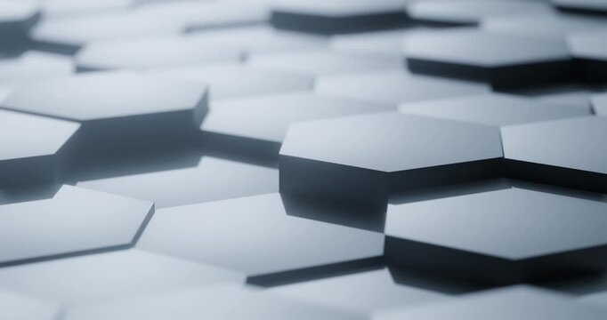 Abstract white hexagonal tile background 3d render looping animation