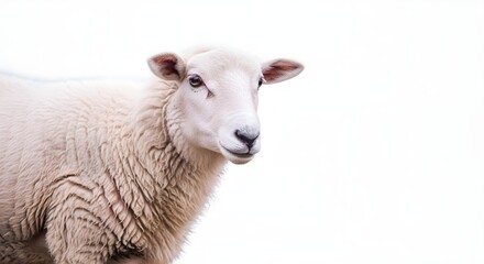 Fototapeta premium Portrait of a young lamb a close up of innocence and fluffy wool