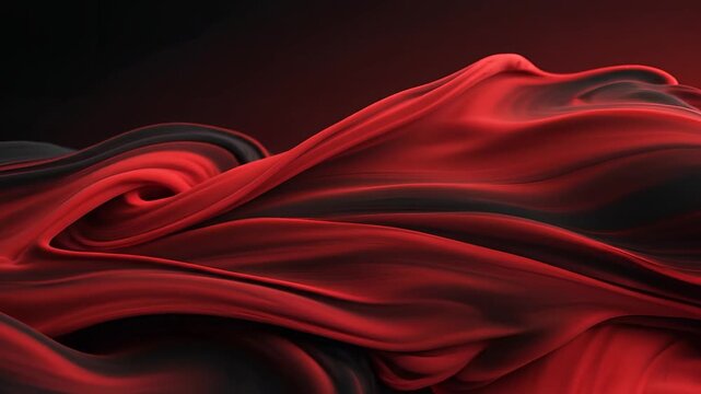 Abstract Red Silk Fabric Flowing Waves Motion Background.