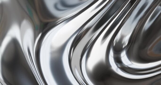 Abstract chrome liquid swirl metallic background looping animation