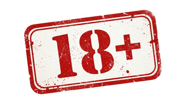 18 plus age restriction stamp isolated on white background