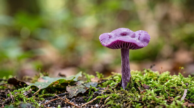 Amethyst deceiver mushroom Laccaria amethystina macro