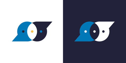 modern chat logo with three dots and negative spacer in the middle © saiful