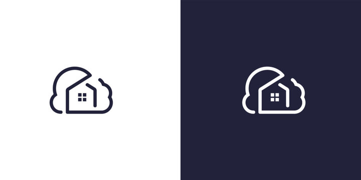 modern cloud and home logo design with growth and technology