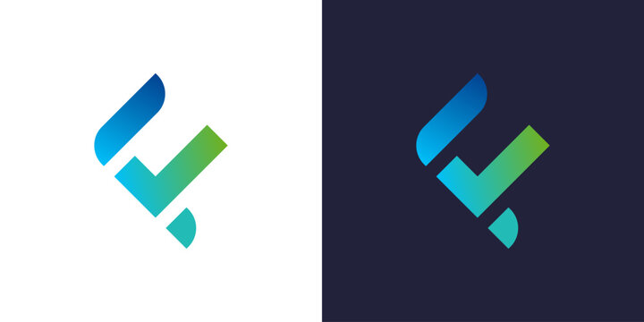 logo design technology letter F with checklist