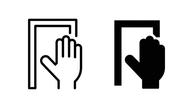 Hand gesture opening door icon with push and pull symbols Vector
