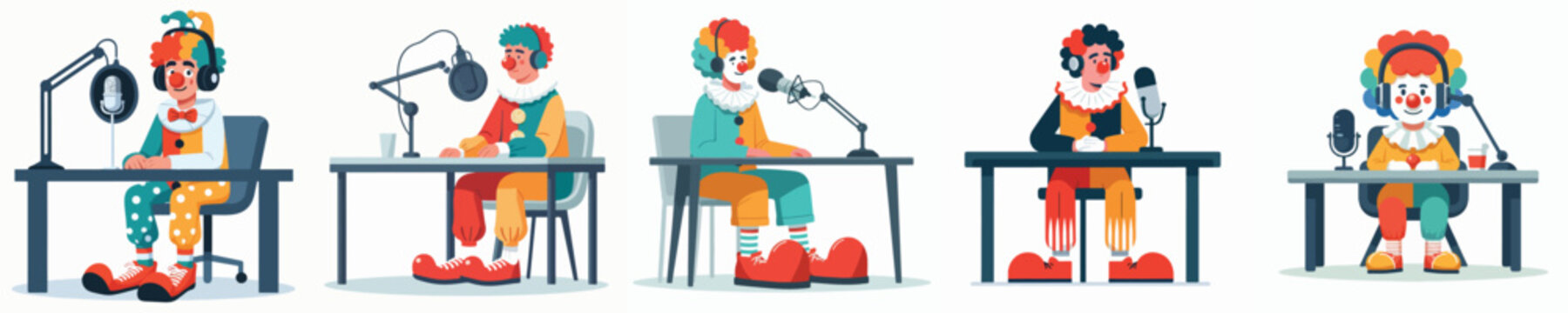 clown vector doing a podcast
