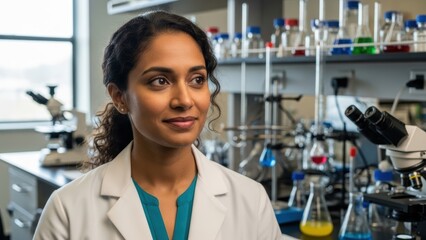 Fototapeta premium Portrait of a female scientist in a laboratory.