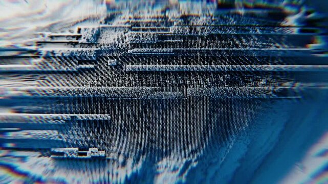 Pixel Sorting Glitch Effect Abstract Blue Texture &mdash; Digital Data Corruption Distortion Video Footage