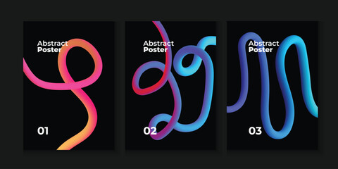 Abstract digital art, three panels of flowing, colorful light trails © creativehouse24