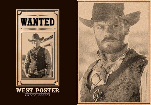 West Poster Photo Effect Mockup