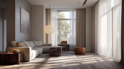 Fototapeta premium Neutral color palette blending with natural light. 