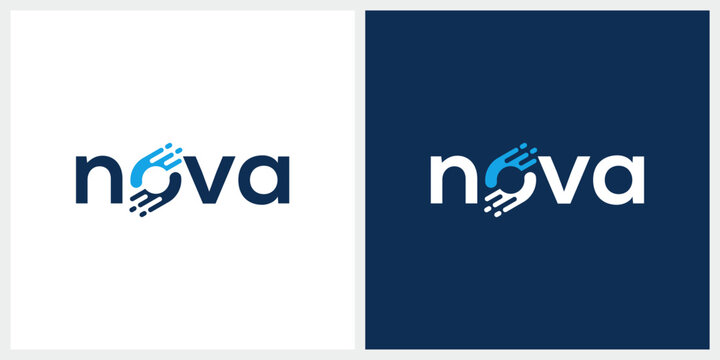 nova logo design, word mark nova for digital technology logo design