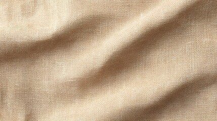 Fototapeta premium Close up view of soft flowing natural linen fabric providing a versatile beige backdrop with subtle folds and rich texture