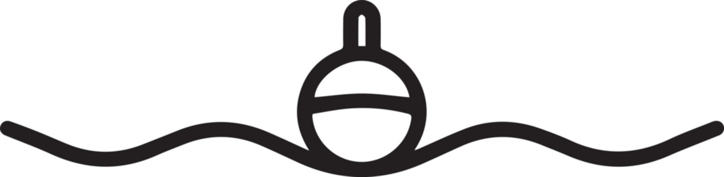 Professional Floating Fishing Line with Bobber Vector Icon for UI Design, App Icons, Branding, Marketing Collateral, Educational Materials, Fishing Guides, Outdoor Gear Branding, Sports