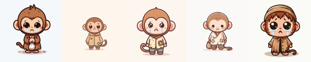 vector of a beggar monkey with a sad expression © sarah16blakeyxh2