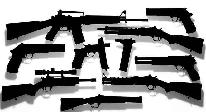 Silhouettes of Various Firearms
