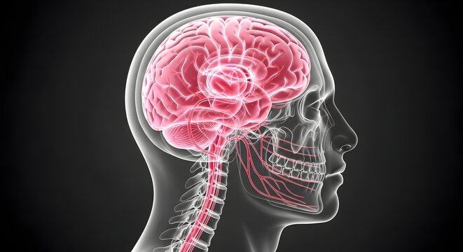 Anatomical illustration of the human brain and central nervous system