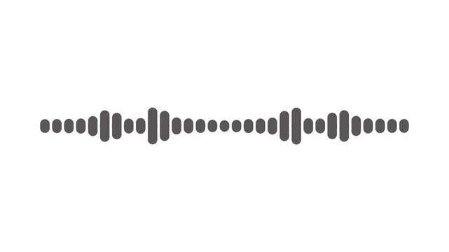 Abstract black sound wave spectrum, glowing audio bars on white background, minimal music frequency visualization, futuristic podcast intro loop for digital audio and radio. 4k video