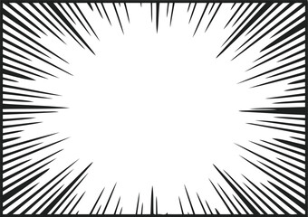 Naklejka premium Explosion rays emerge from a central white point to simulate intense action and dramatic speed in this classic manga aesthetic background.