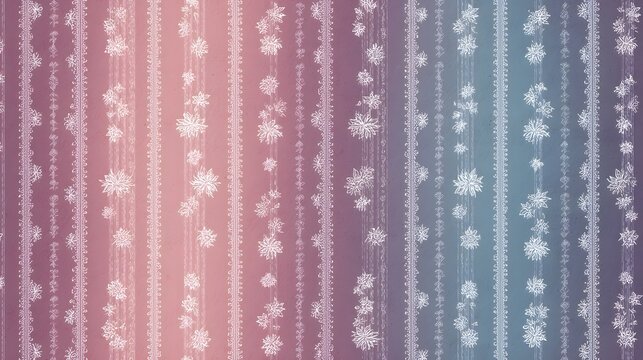 Seamless vertical backdrop featuring repeating delicate floral motifs set against a soft pastel gradient from blush pink to muted blue