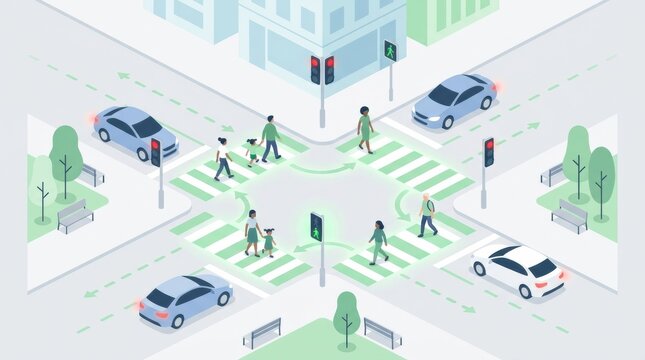 Focus on Pedestrian and Cyclist Safety in Urban Traffic Design With Clear Crosswalks and Signals
