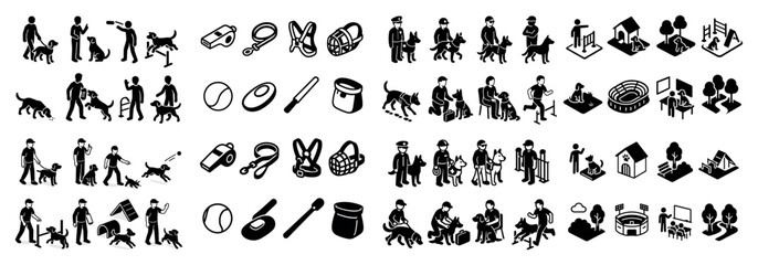 Fototapeta premium Dog training and activities icons set