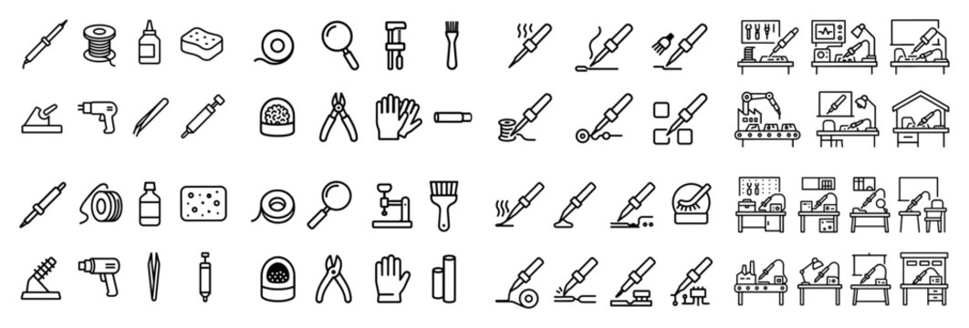 Assembly and manufacturing icons set