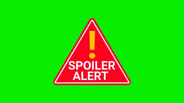 Spoiler Alert Warning Sign Animation on Green Screen | Red Triangle Caution Overlay for Video Content