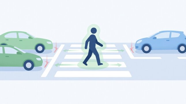 Pedestrian Crossing Scene Designed to Enhance Safety for Pedestrians and Cyclists With Visible Traffic and Lane Indications