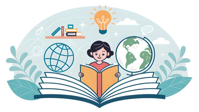 An illustration represent education logo, book reader icon, knowledge symbol and childhood study concept design
