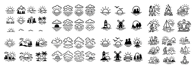 Fototapeta premium Minimalist nature and activity icons set