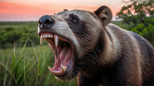 An ethereal open prairie horizon wolverine  