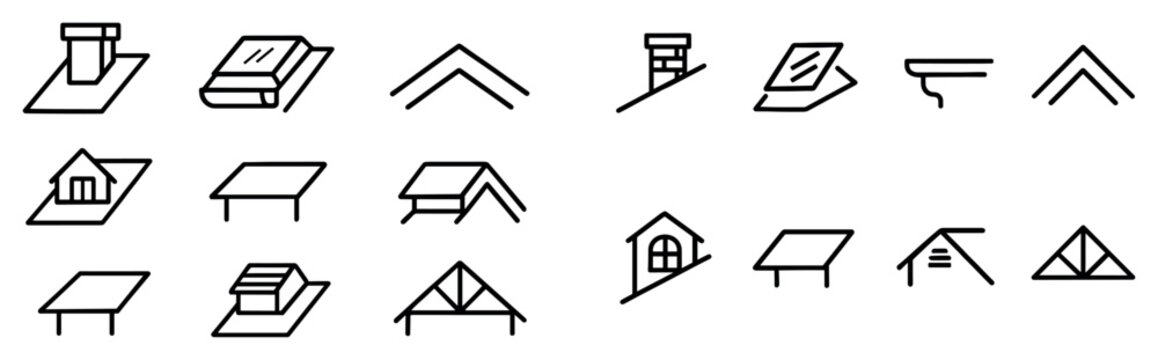 Home icons with roof house truss outline