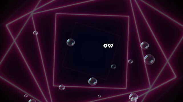 Motivational neon geometric animation with try fail grow text on black background