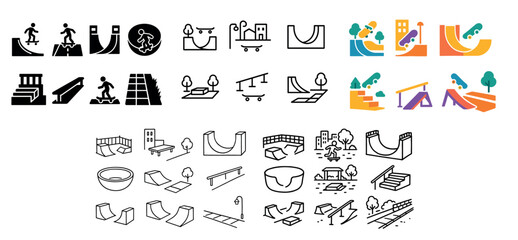Naklejka premium Skatepark icons and design elements