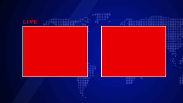 Breaking News - Lower third live breaking news red screen looping. Breaking News frame on blank sign breaking news background. Modern news live streaming TV broadcast backdrop.