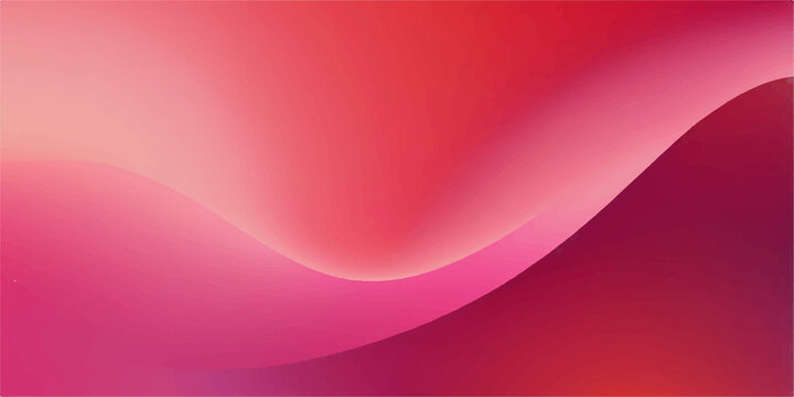 Dynamic abstract red background with elegant purple and pink curves creates a fluid wave pattern of light and motion for a modern vector texture backdrop