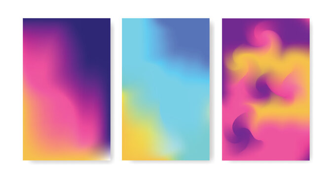 Abstract gradient backgrounds a vibrant trio of colorful digital art