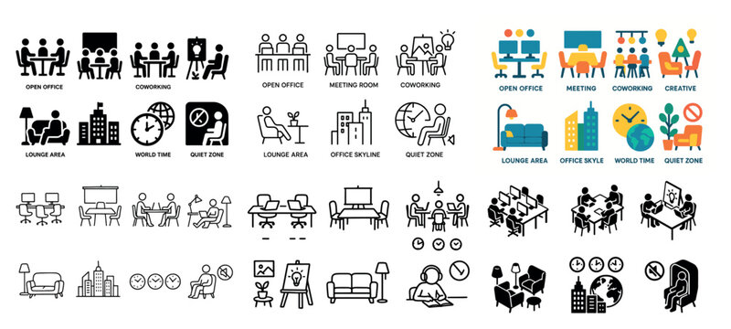 Office and meeting room icons collection