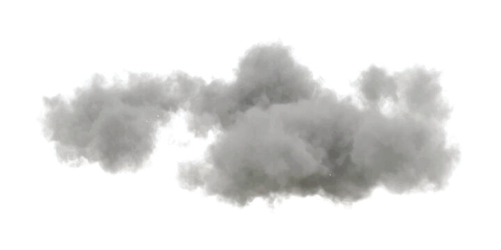 Single dark grey fluffy storm cloud floating in the sky