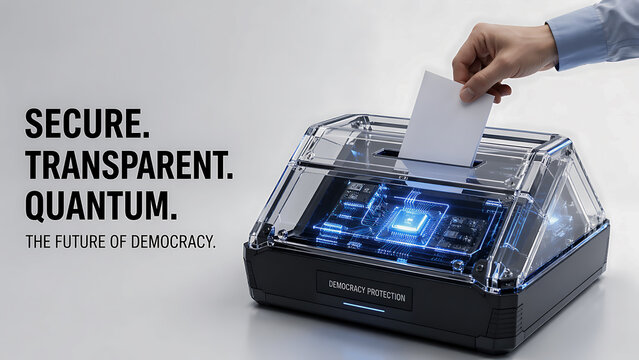 Secure quantum voting machine with hand inserting ballot paper for future democracy.