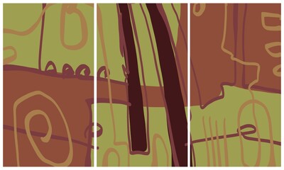 Modern interior triptych. The picture is painted by hand on a tablet. © neurostructure