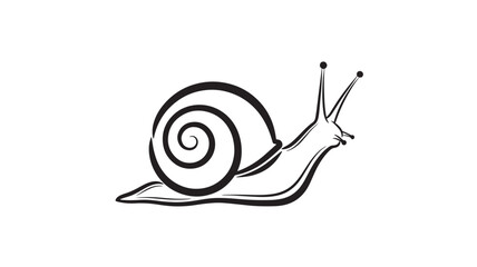 Snail black line art illustration with spiral shell and elongated body in minimalist hand drawn style isolated on light background. © Moinul