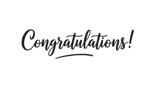 Calligraphy congratulations text with elegant script lettering and a bold underline for celebration messages and greeting designs