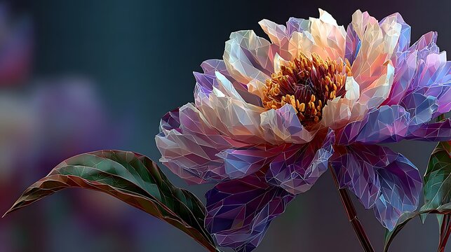 Stylized low poly blossom minimal geometric artwork images illustration